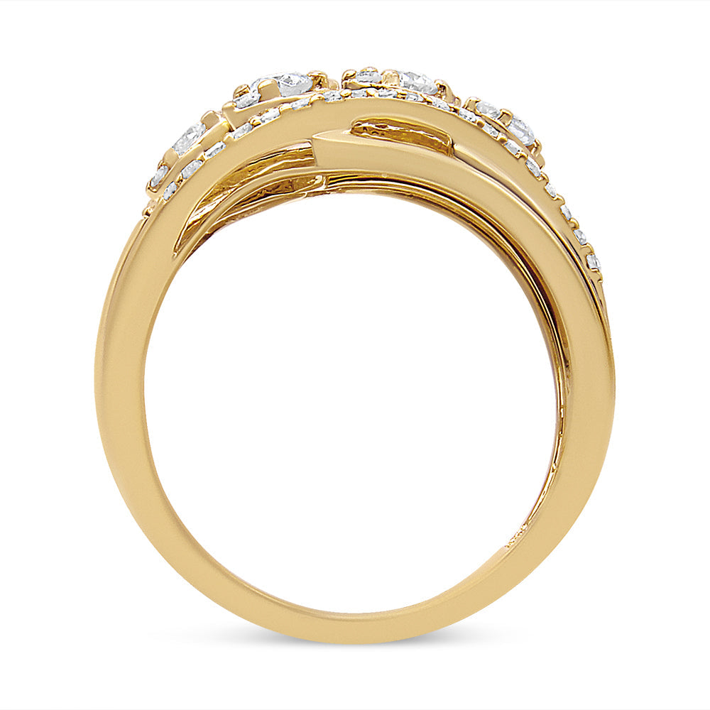 10K Yellow Gold 1/2 Cttw Round-Cut Diamond Split Shank Ring - Size 7