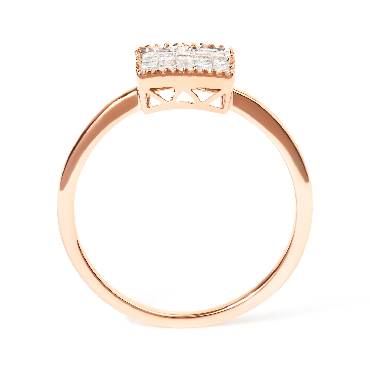 10K Rose Gold 1/3 Cttw Princess Cut Diamond Engagement Ring - Size 7