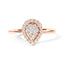 Bague de promesse en or rose 10K avec halo en diamant en forme de poire - Taille 6