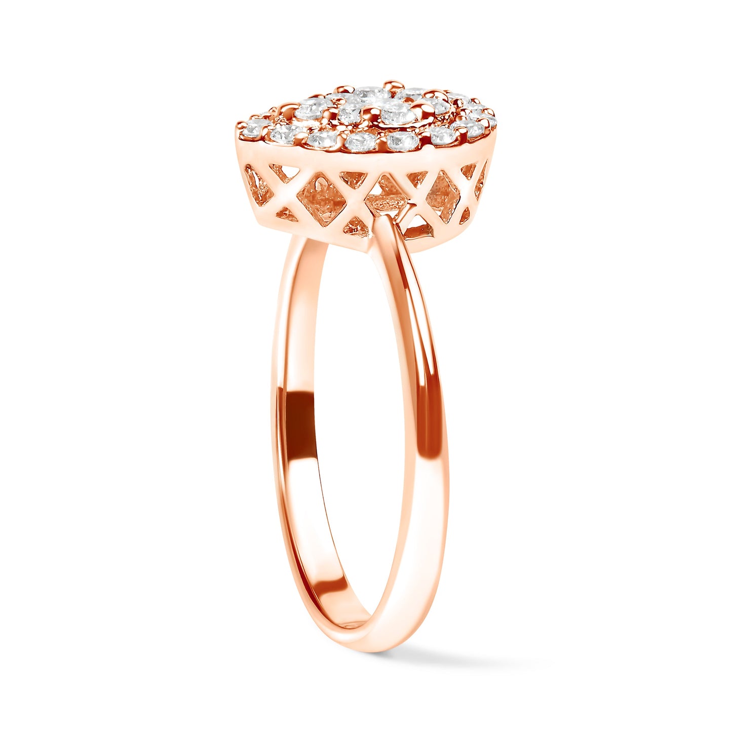 10K Rose Gold 3/8 Cttw Round-Cut Diamond Pear Promise Ring - Size 7