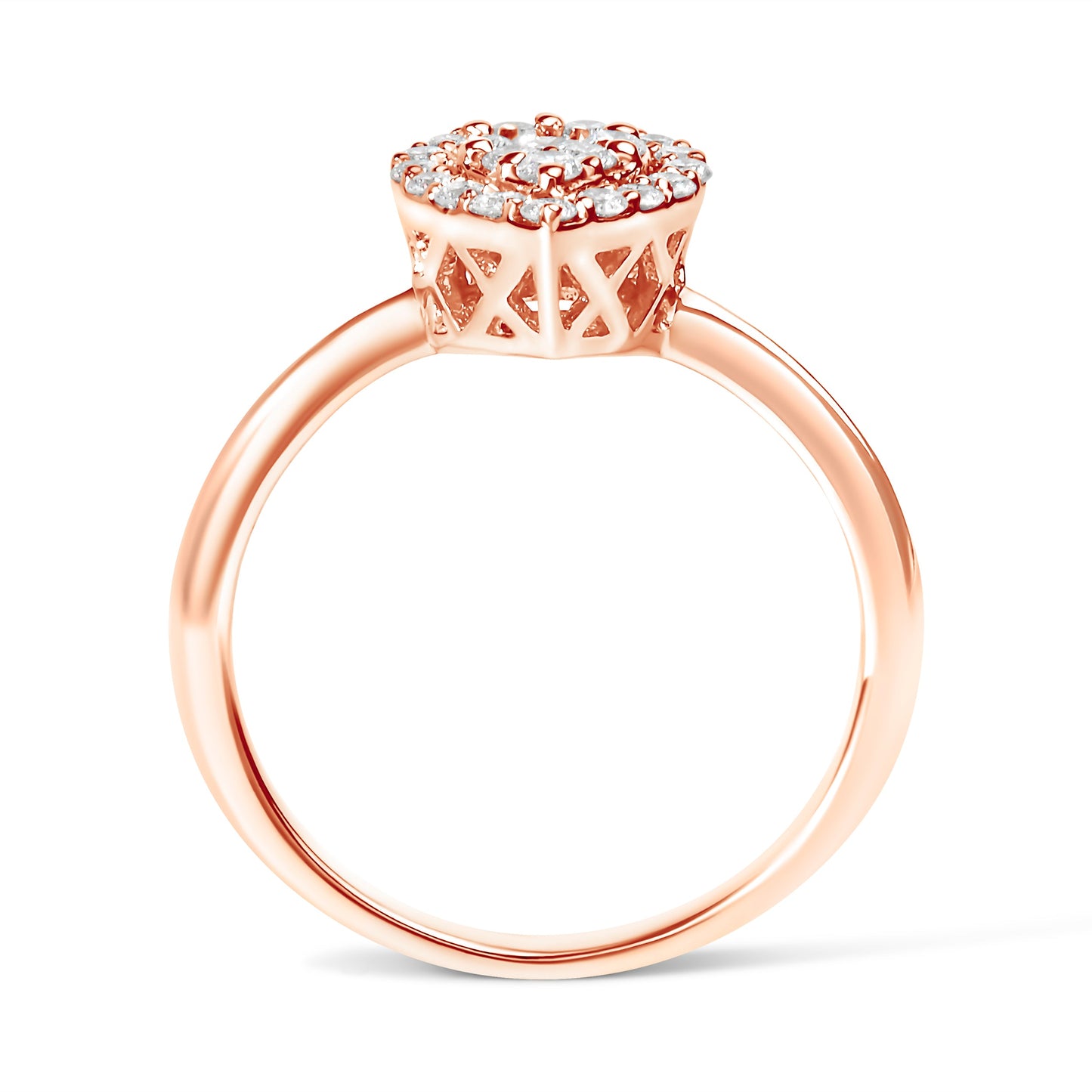 10K Rose Gold 3/8 Cttw Round-Cut Diamond Pear Promise Ring - Size 7