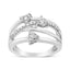 Anillo de Bypass Cruzado en Forma de Corazón de Diamante de Plata Esterlina .925 - Talla 7