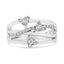 Anillo de Bypass Cruzado en Forma de Corazón de Diamante de Plata Esterlina .925 - Talla 7
