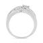 Anillo de Bypass Cruzado en Forma de Corazón de Diamante de Plata Esterlina .925 - Talla 7