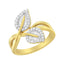 10K Yellow Gold Diamond Leaf Cocktail Ring - Size 7