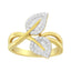 10K Yellow Gold Diamond Leaf Cocktail Ring - Size 7