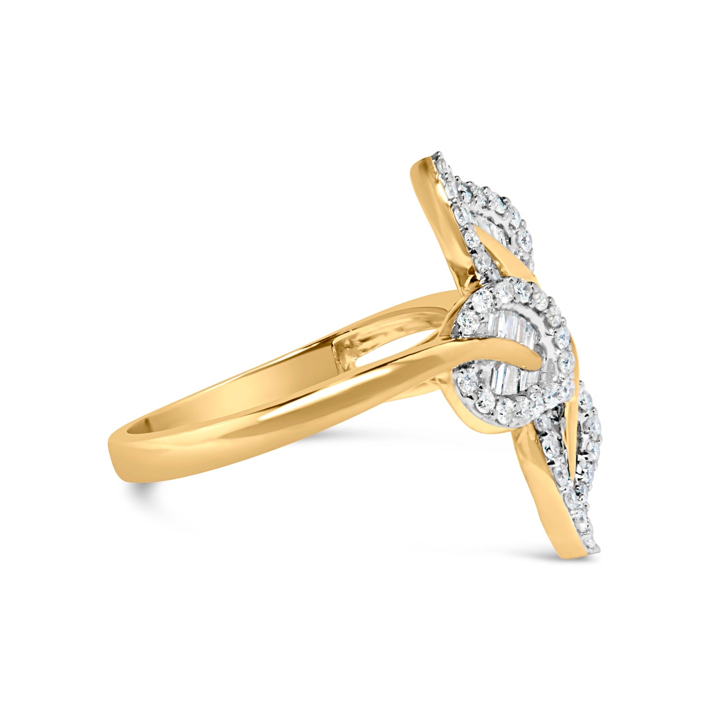 Anillo de Diamante de Triple Hoja Baño de Oro Amarillo de 18K - Talla 5