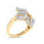 Anillo de Diamante de Triple Hoja Baño de Oro Amarillo de 18K - Talla 5
