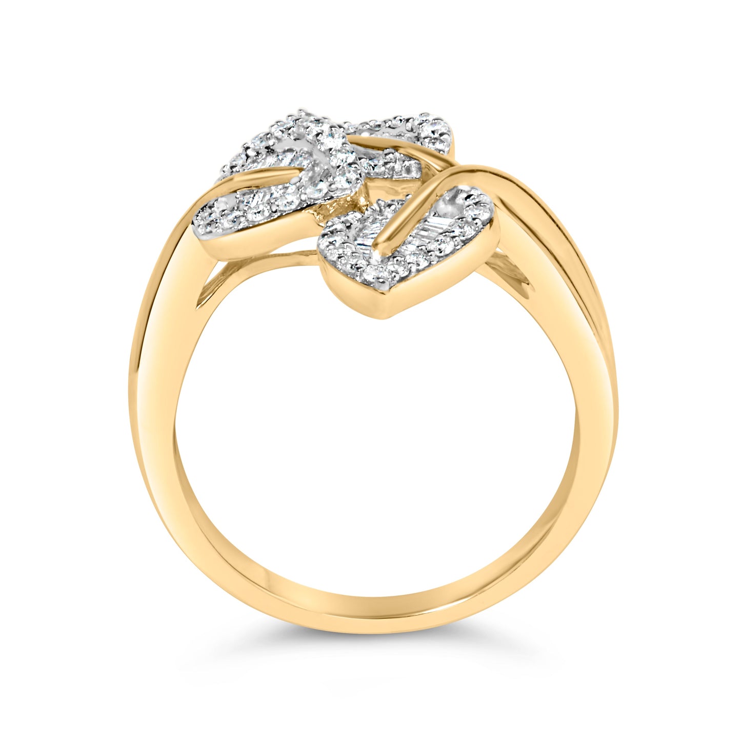 Anillo de Diamante de Triple Hoja Baño de Oro Amarillo de 18K - Talla 5