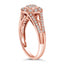 Bague cocktail en argent sterling plaqué or rose 14K avec halo de diamants pavés - Taille 6