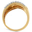 Anillo de cóctel de diamantes de oro amarillo y blanco de 10K - Talla 7