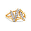Anillo de Bypass Interlocking de Plata de Ley Baño de Oro de 14K con Diamantes - Talla 7