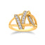 Anillo de Bypass Interlocking de Plata de Ley Baño de Oro de 14K con Diamantes - Talla 7