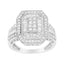 .925 Sterling Silver Round and Baguette Diamond Cathedral Ring - Size 7