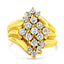 10K Yellow Gold 1.5 Cttw Diamond Cluster Cocktail Ring - Size 7