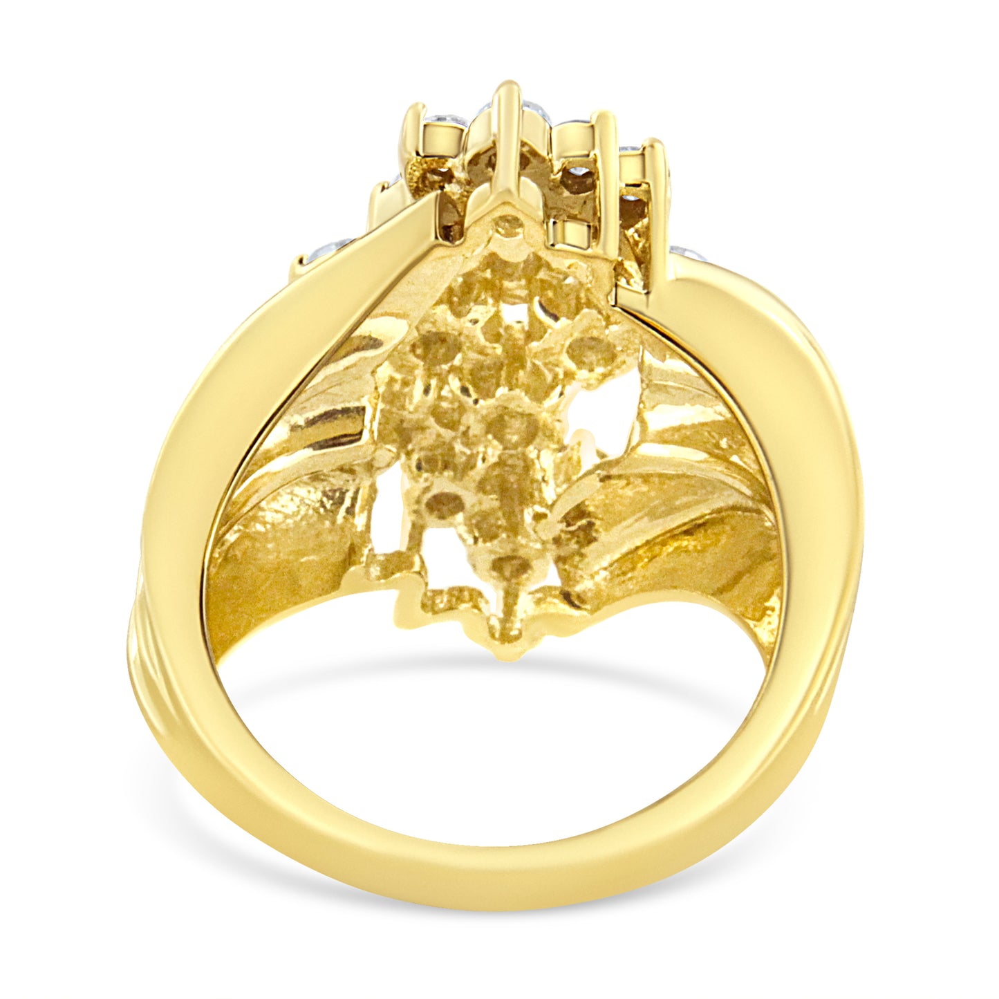 10K Yellow Gold 1.5 Cttw Diamond Cluster Cocktail Ring - Size 7