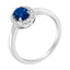10K White Gold Blue Sapphire Halo Cocktail Ring - Size 7