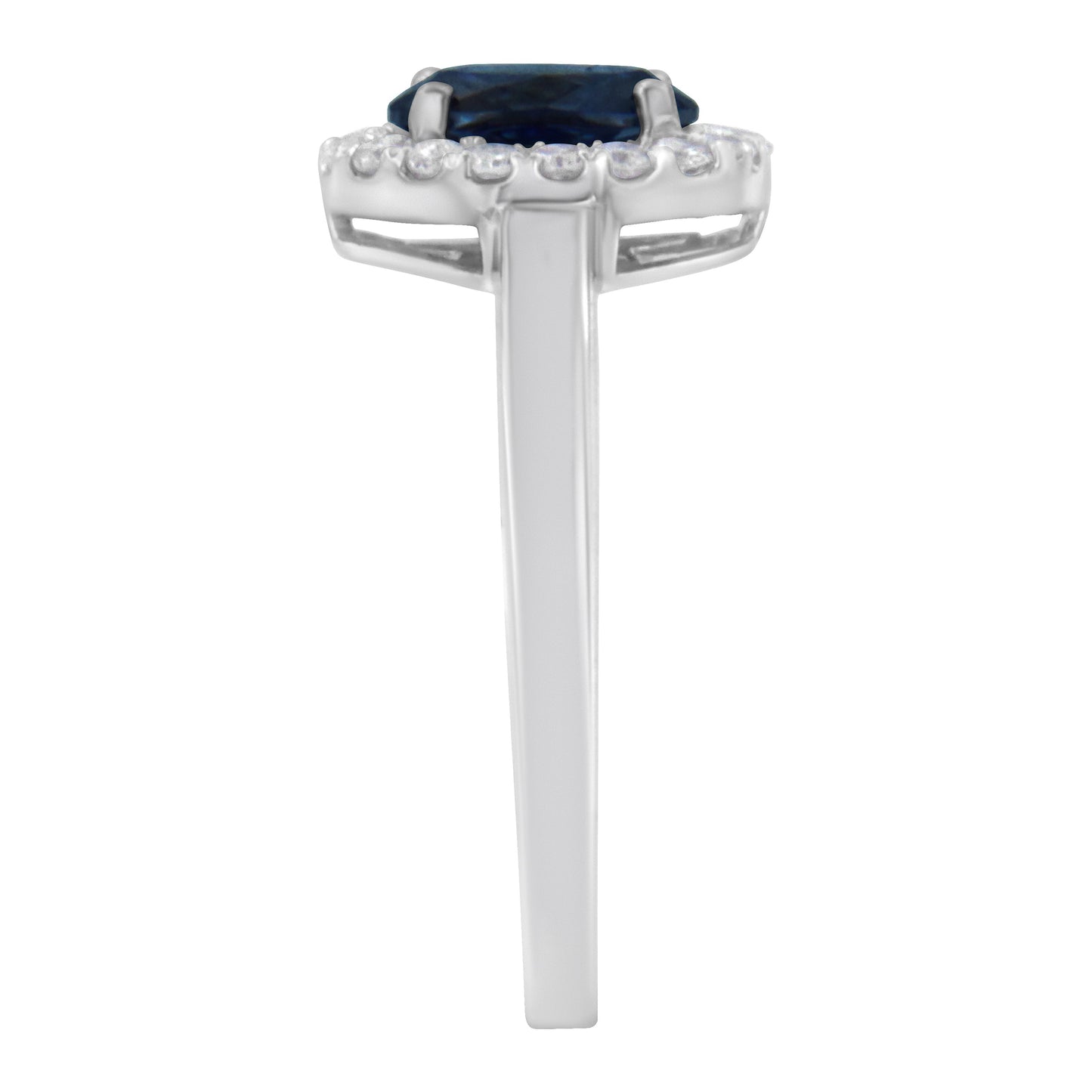 10K White Gold Blue Sapphire Halo Cocktail Ring - Size 7