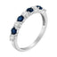Anillo de banda de diamante y zafiro azul creado en oro blanco de 10KT - Talla 7
