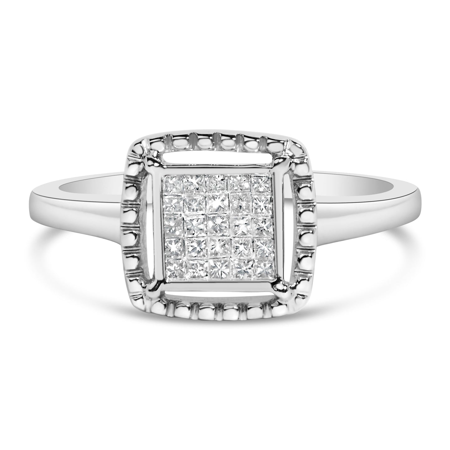 .925 Sterling Silver Princess Cut Diamond Promise Ring - Size 7