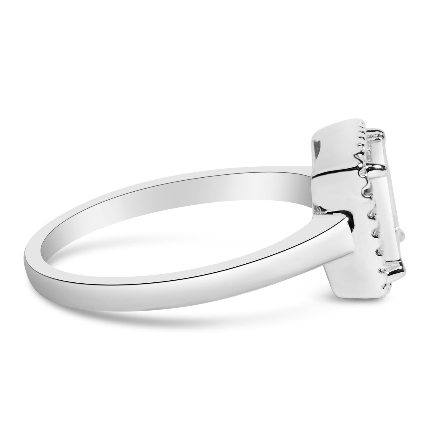 .925 Sterling Silver Princess Cut Diamond Promise Ring - Size 7
