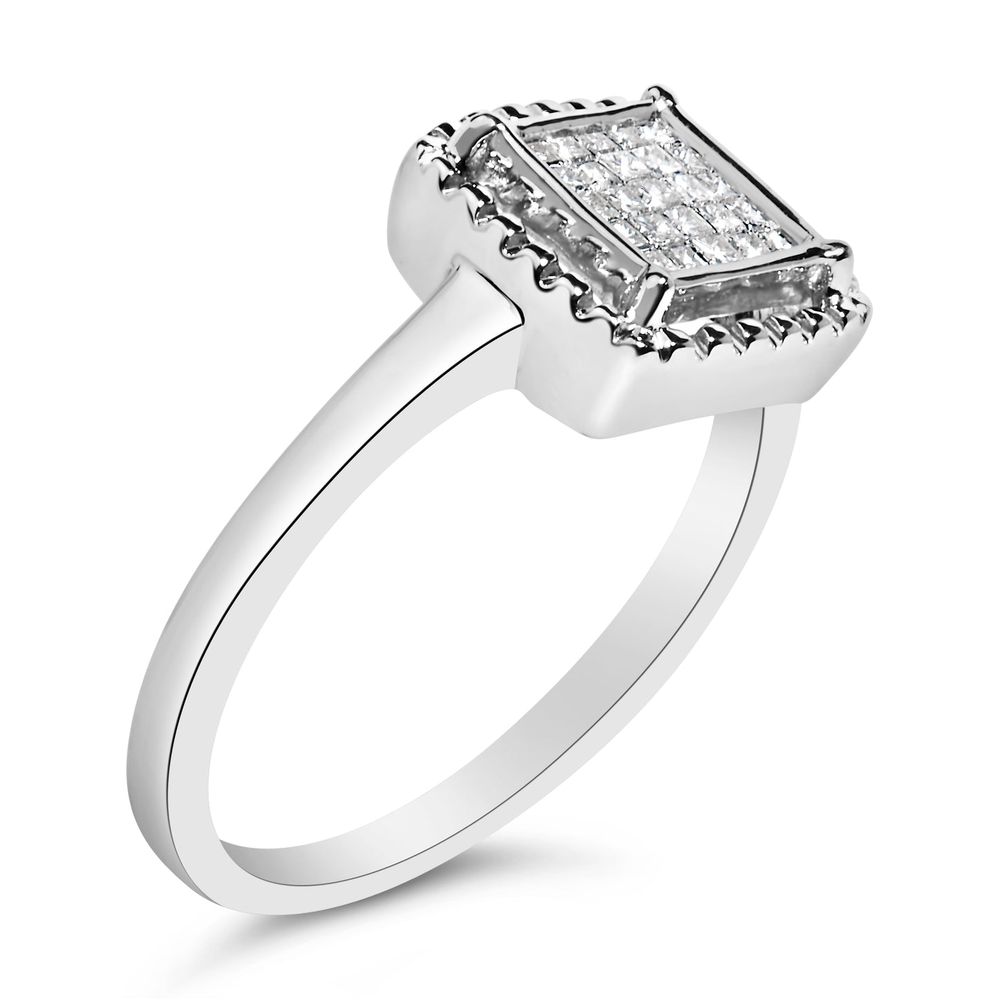.925 Sterling Silver Princess Cut Diamond Promise Ring - Size 7
