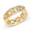 10K Yellow Gold Diamond Two Row Cuban Link Ring - Size 7