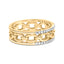 10K Yellow Gold Diamond Two Row Cuban Link Ring - Size 7