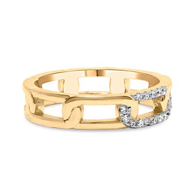 10K Yellow Gold Diamond Accent Paperclip Band Ring - Size 7