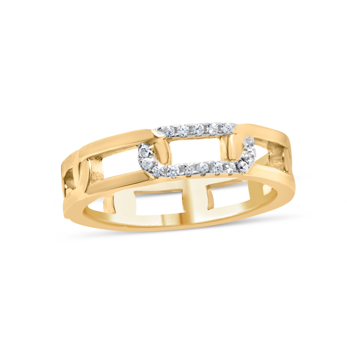 Bague en or jaune 10K avec accent en diamant - Taille 7