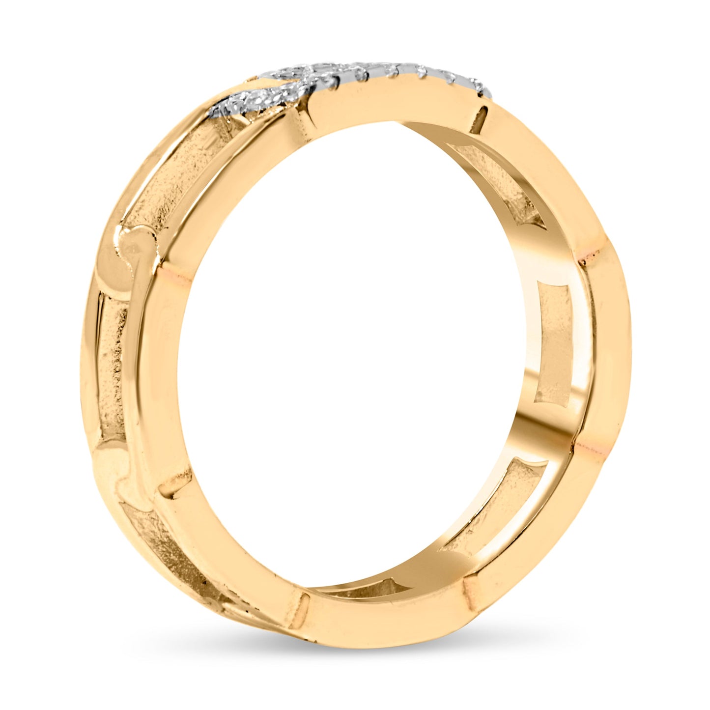 Bague en or jaune 10K avec accent en diamant - Taille 7