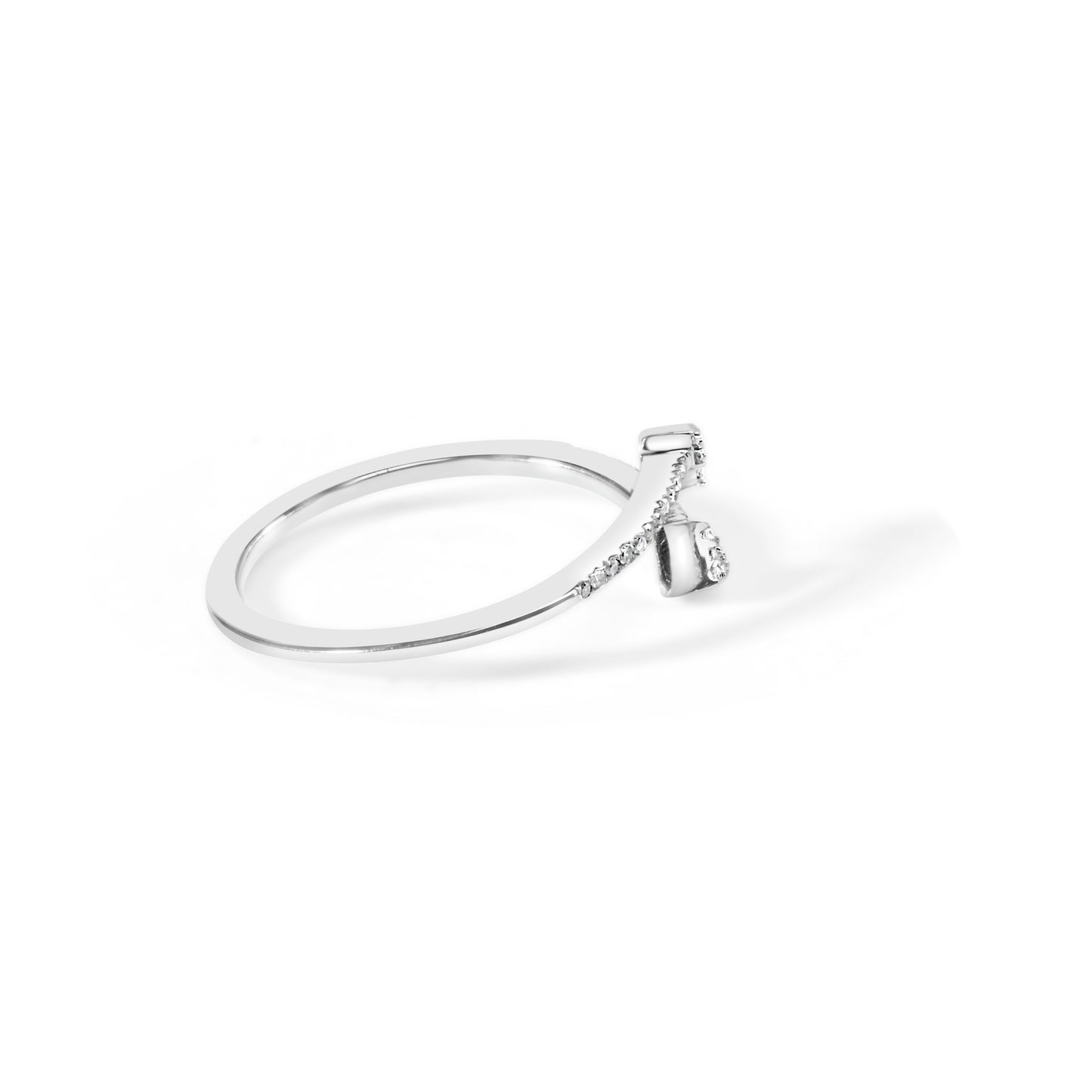 .925 Sterling Silver Diamond Double Arrowhead Open Ring - Size 6