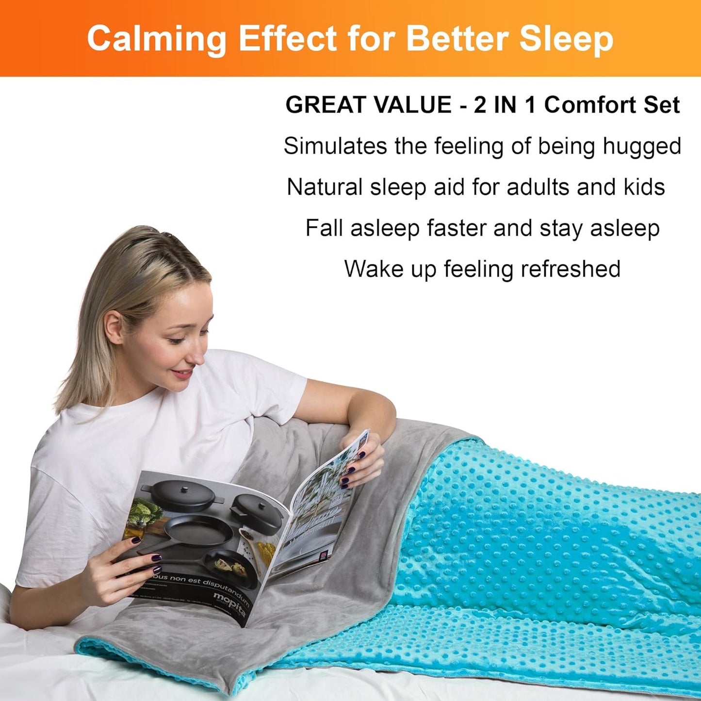 Cozy 10 Lbs Weighted Blanket for Kids - 48'' x 72'' with Removable Cover - Korvel