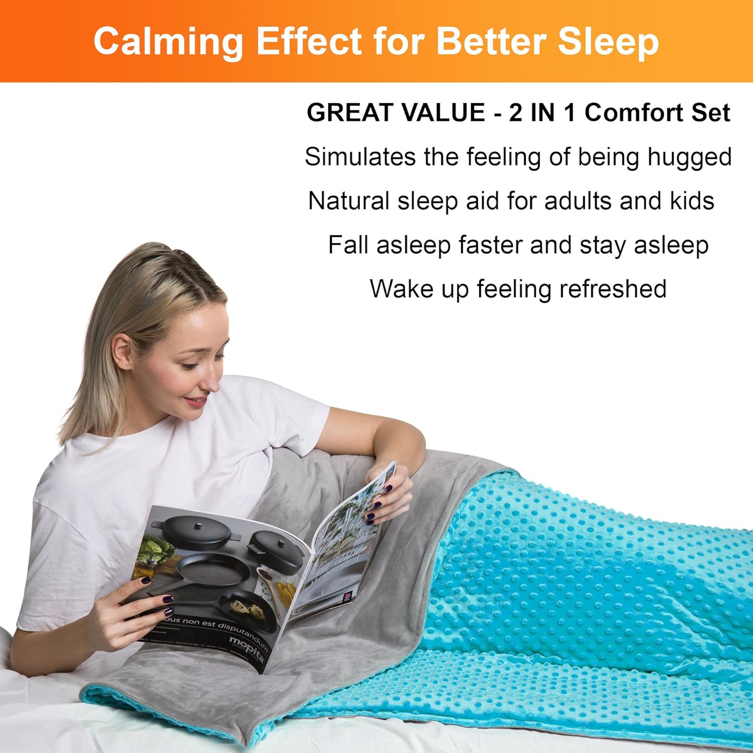 Cozy 10 Lbs Weighted Blanket for Kids - 48'' x 72'' with Removable Cover - Korvel