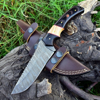 Artisan Crafted Damascus Steel Hunting Knife - 10 Inches - Korvel