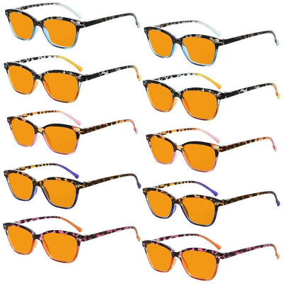 10 Pack Orange Lens Cat Eye Blue Light Blocking Reading Glasses