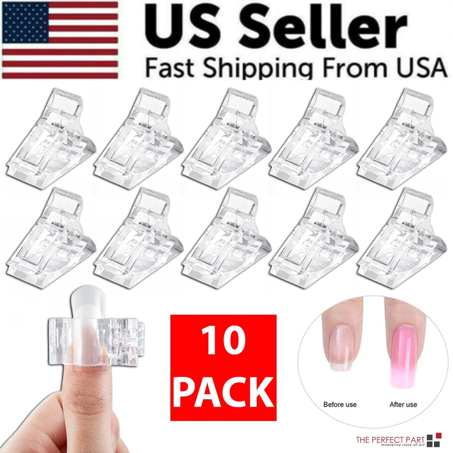 10 PCS Nail Tips Clip for Quick Poly Builder Gel Extensions