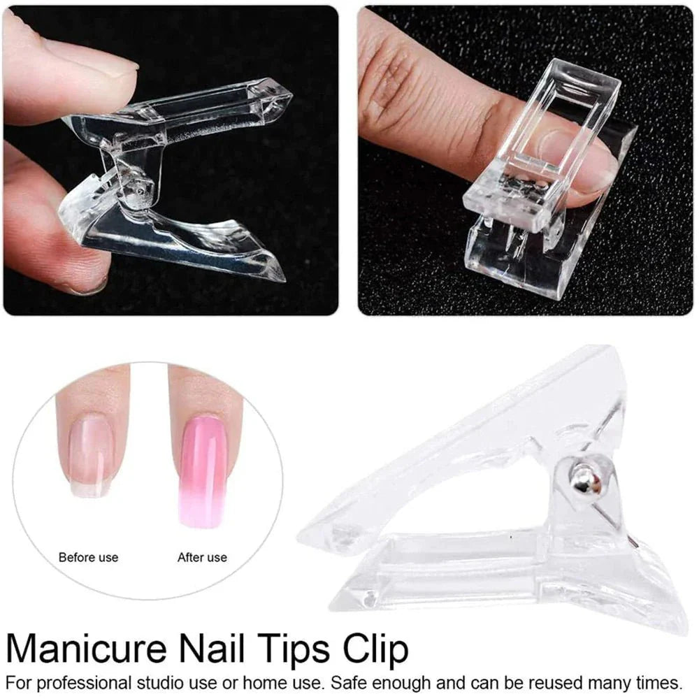 10 PCS Nail Tips Clip for Quick Poly Builder Gel Extensions