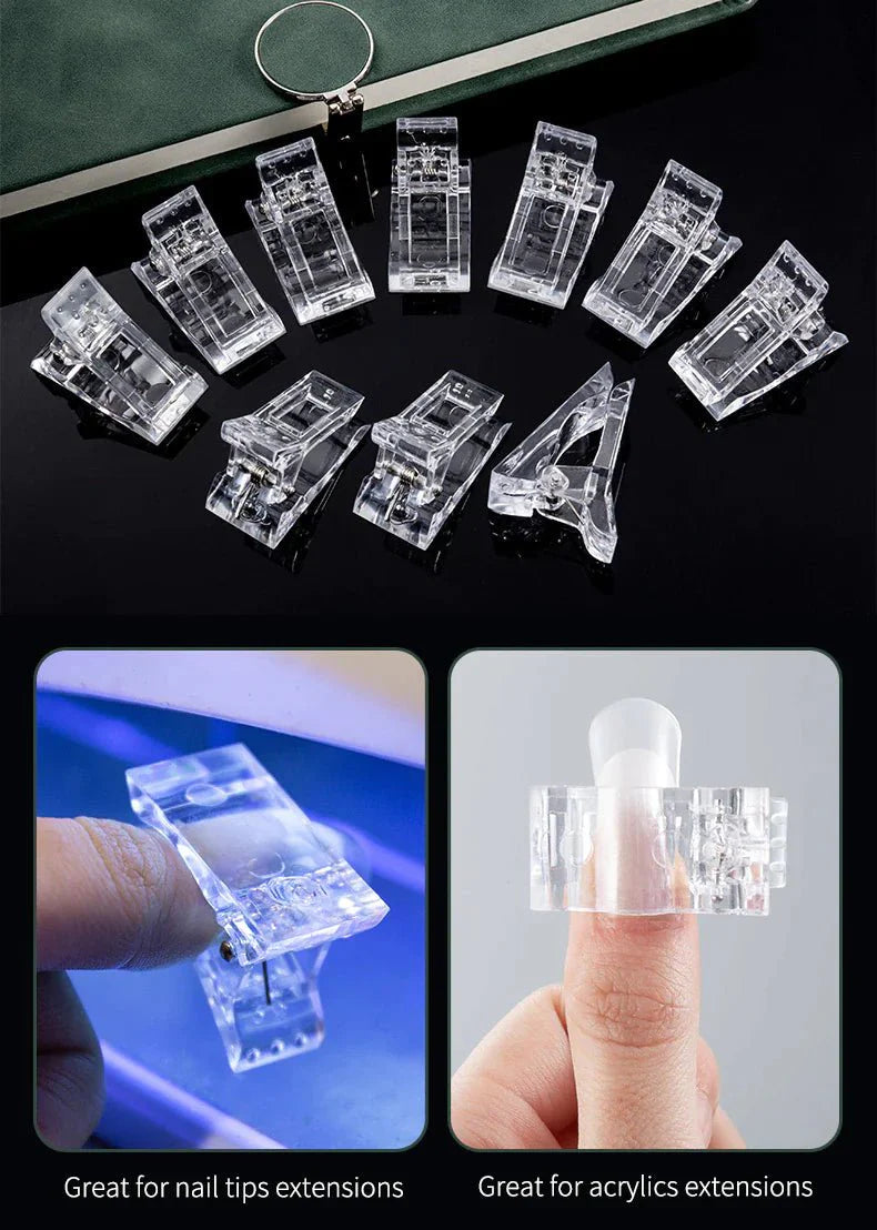 10 PCS Nail Tips Clip for Quick Poly Builder Gel Extensions