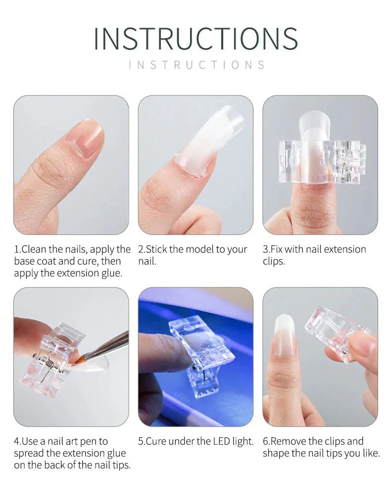 10 PCS Nail Tips Clip for Quick Poly Builder Gel Extensions