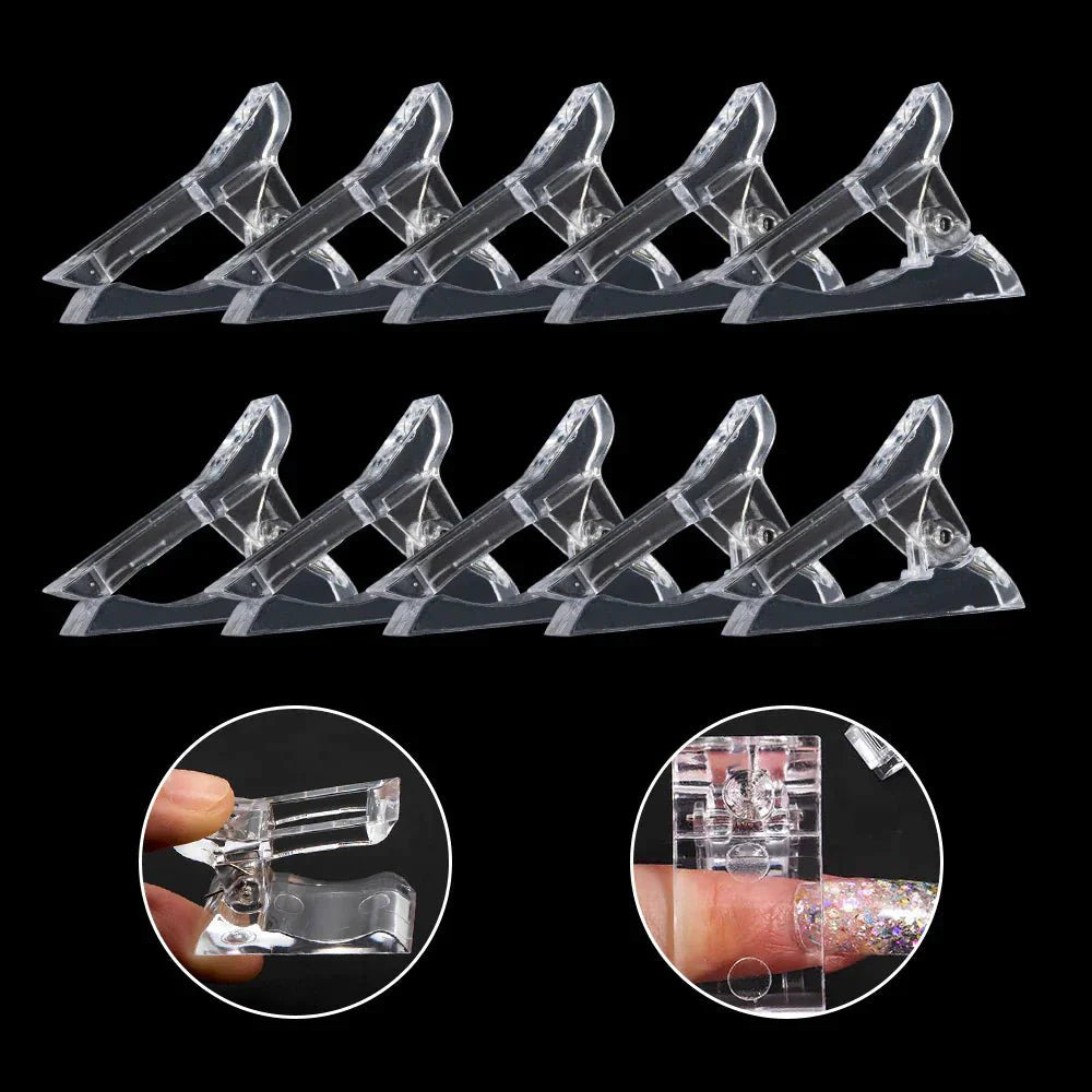 10 PCS Nail Tips Clip for Quick Poly Builder Gel Extensions