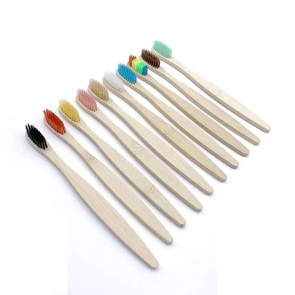 Eco-Friendly Bamboo Toothbrush Set - 10 Pack