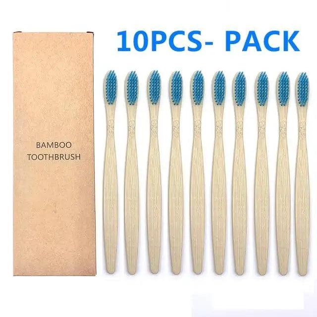 Eco-Friendly Bamboo Toothbrush Set - 10 Pack