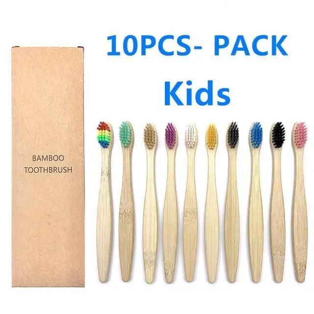 Eco-Friendly Bamboo Toothbrush Set - 10 Pack
