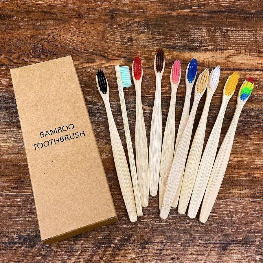 Eco-Friendly Bamboo Toothbrush Set - 10 Pack