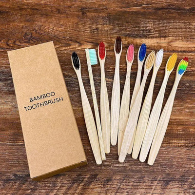 Eco-Friendly Bamboo Toothbrush Set - 10 Pack