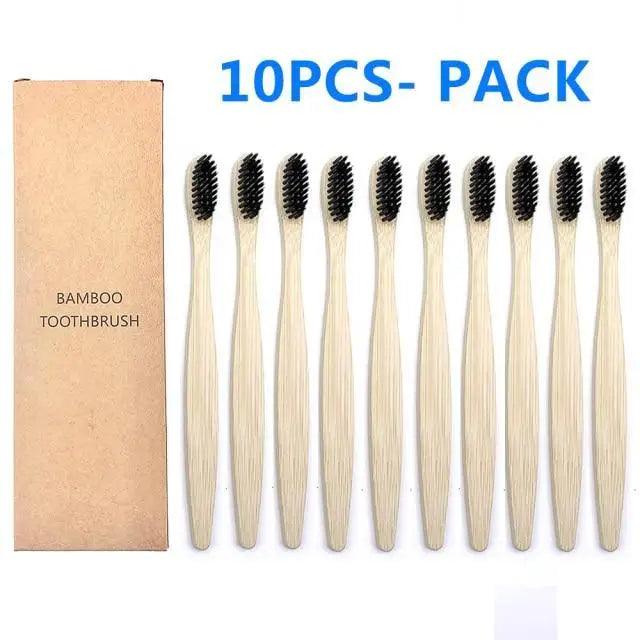 Eco-Friendly Bamboo Toothbrush Set - 10 Pack
