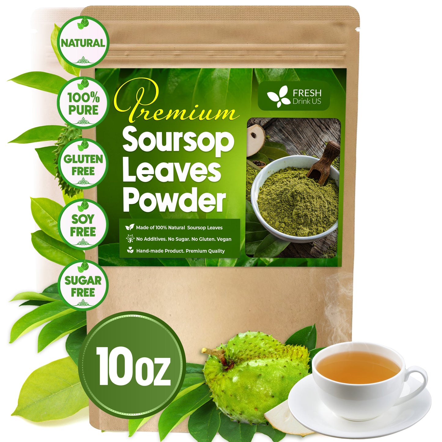 Premium Soursop Leaves Tea bags, Dried Soursop Leaves, Soursop Leaf Powder, Guanabana Leaves Tea, Hoja Guanabana Tea - Korvel