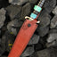 Exquisite Custom Damascus Steel Bowie Knife - 15" Overall, 10" Blade, Turquoise Handle with Brass Accents - Korvel