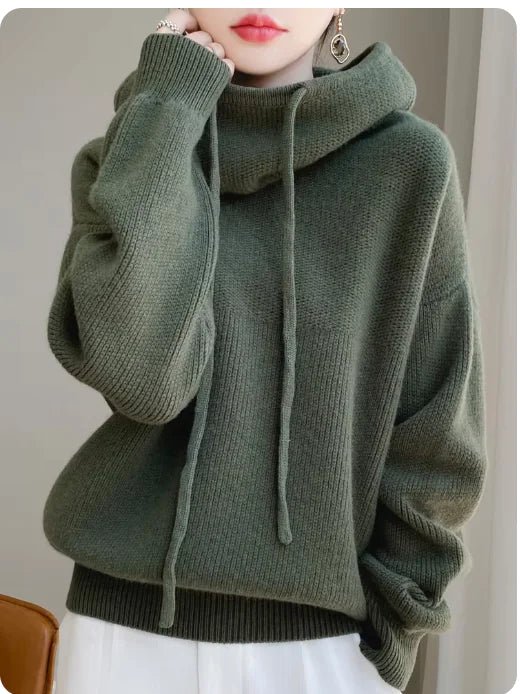 Pull à capuche pour femmes en laine australienne 100 % - Confortable et élégant